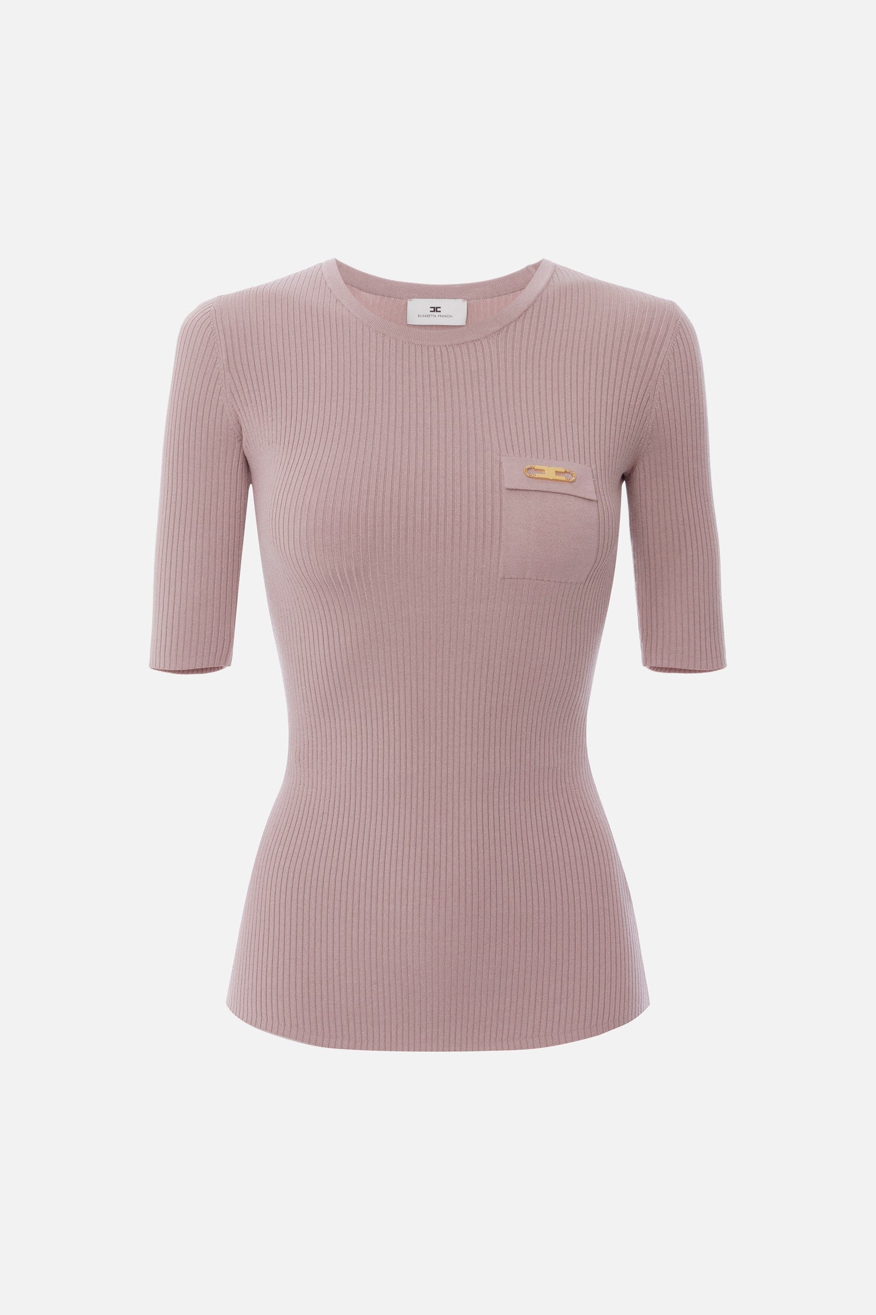 Elisabetta Franchi Maglia a Costine con Maniche Corte MK10B56E2 SUNRISE
