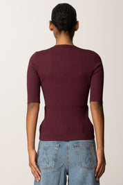 Twin-set Maglia a Costine con Scollo a V e Logo Punzonato 252TP3242 WINETASTING