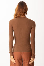 Elisabetta Franchi Maglia a Costine con Taschino MK12B56E2 BROWN SUGAR