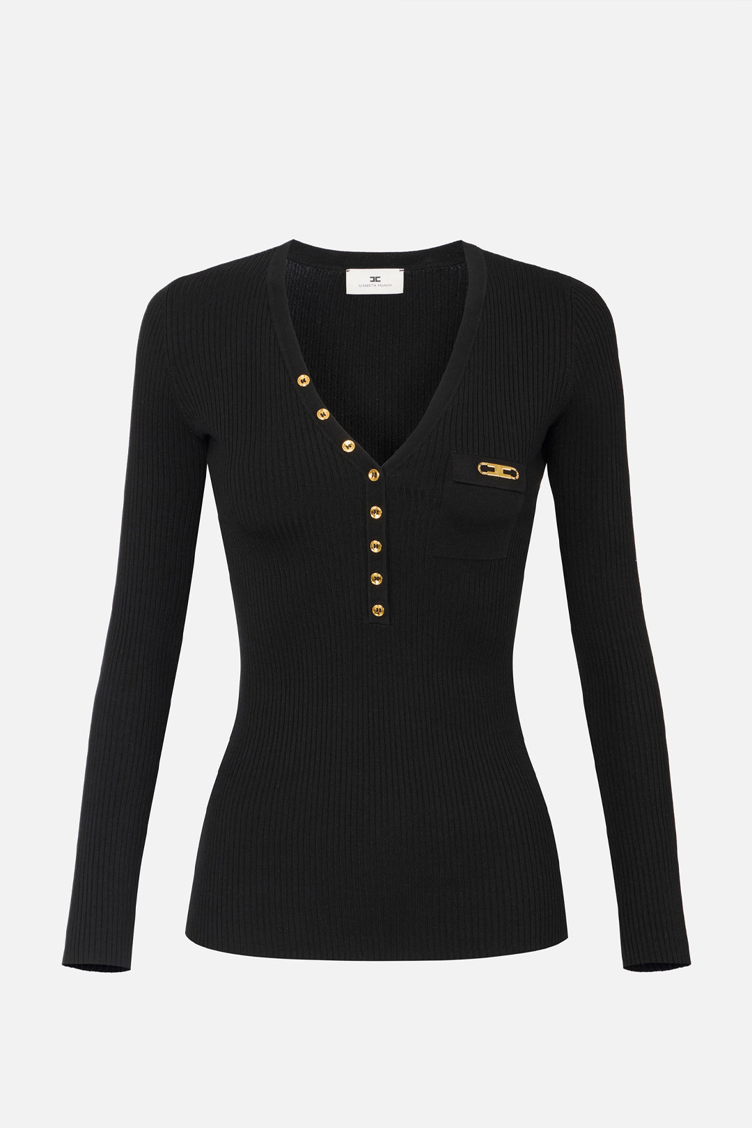 Elisabetta Franchi Maglia a Costine con Taschino MK12B56E2 NERO