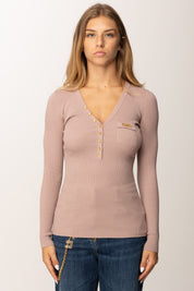 Elisabetta Franchi Maglia a Costine con Taschino MK12B56E2 SUNRISE