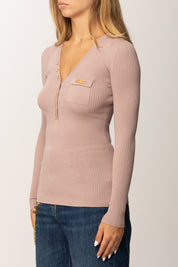 Elisabetta Franchi Maglia a Costine con Taschino MK12B56E2 SUNRISE