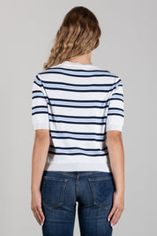 Angela Davis Maglia a Righe Blu e Azzurre con Maniche Corte RP9PA57 BLU
