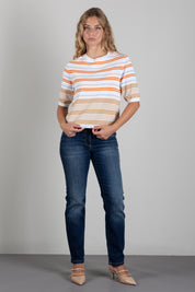 Angela Davis Maglia a Righe Multicolor con Maniche Corte RP9PA64 MIELE