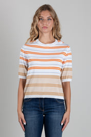 Angela Davis Maglia a Righe Multicolor con Maniche Corte RP9PA64 MIELE