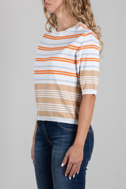 Angela Davis Maglia a Righe Multicolor con Maniche Corte RP9PA64 MIELE