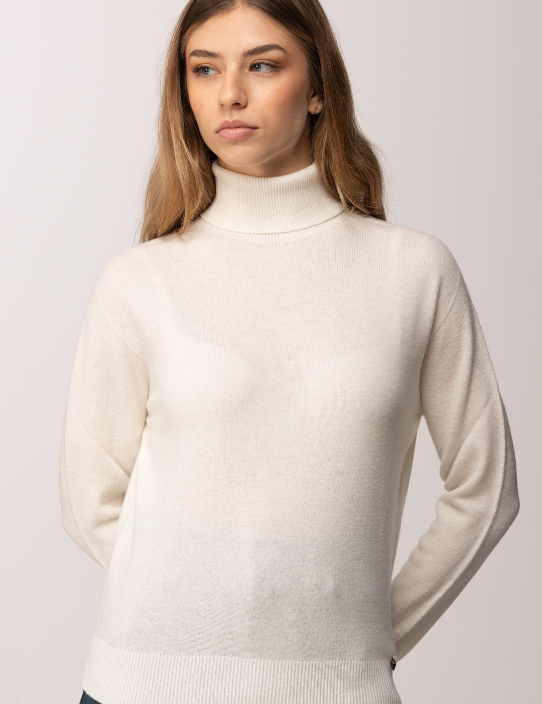 Meme Road Maglia Basica a Collo Alto MRK628 PANNA