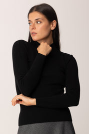 Khloe Femme Maglia Basica Mezzo Collo BLACK