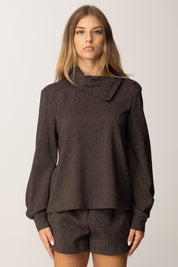 Patrizia Pepe Maglia Collo Alto Asimmetrico In Tessuto Mélange 2C1657 A646 WARM BEIGE CHIN
