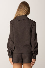 Patrizia Pepe Maglia Collo Alto Asimmetrico In Tessuto Mélange 2C1657 A646 WARM BEIGE CHIN