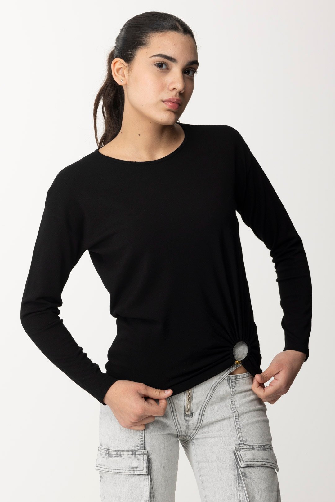Elisabetta Franchi Maglia con Anello MK13T42E2 NERO