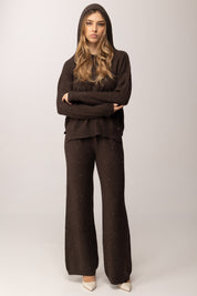 Meme Road Maglia con Cappuccio e Glitter MRK612 FONDENTE