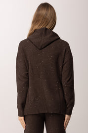 Meme Road Maglia con Cappuccio e Glitter MRK612 FONDENTE