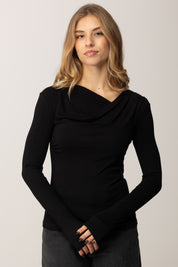 Patrizia Pepe Maglia con Colletto Drappeggiato 2M4479 J337 NERO