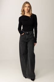 Patrizia Pepe Maglia con Colletto Drappeggiato 2M4479 J337 NERO