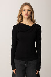 Patrizia Pepe Maglia con Colletto Drappeggiato 2M4479 J337 NERO