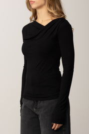 Patrizia Pepe Maglia con Colletto Drappeggiato 2M4479 J337 NERO