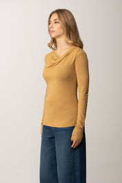 Patrizia Pepe Maglia con Colletto Drappeggiato 2M4479 J337 URBAN BEIGE