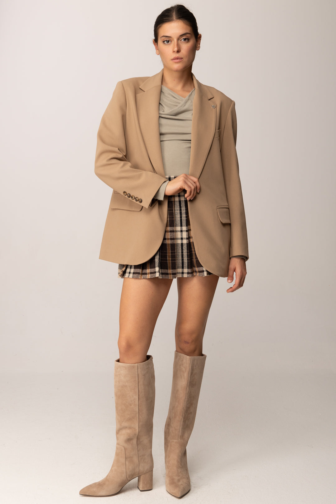 Patrizia Pepe Maglia con Colletto Drappeggiato 2M4479 J337 WINTER GREIGE