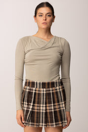 Patrizia Pepe Maglia con Colletto Drappeggiato 2M4479 J337 WINTER GREIGE