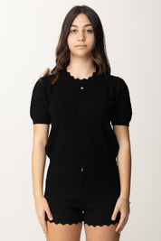 Elisabetta Franchi Bambina Maglia con Collo Smerlato EFMA159CFL060 NERO