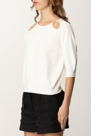 Twin-set Maglia con Cut-out con Placche Logo 251TP3490 NEVE