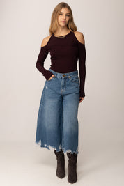 Elisabetta Franchi Maglia con Cut-out e Catena Gioiello MK30B56E2 MERLOT