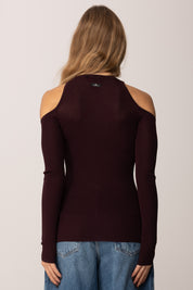 Elisabetta Franchi Maglia con Cut-out e Catena Gioiello MK30B56E2 MERLOT