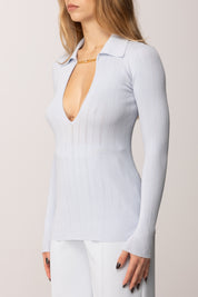 Elisabetta Franchi Maglia con Dettagli a Jour e Accessorio Logo MK09B56E2 STARLIGHT