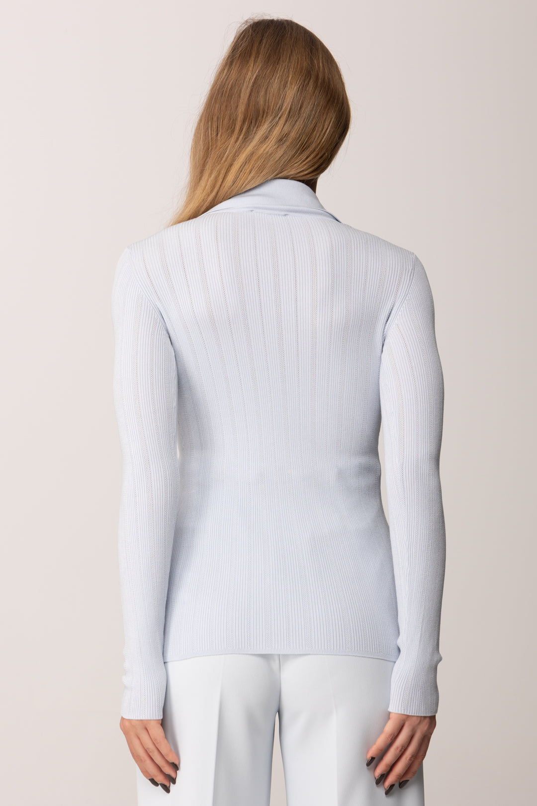 Elisabetta Franchi Maglia con Dettagli a Jour e Accessorio Logo MK09B56E2 STARLIGHT