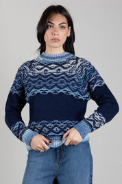 Manila Grace Maglia con Lavorazione Norvegese M455AT EVENING BLUE :AI26