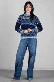 Manila Grace Maglia con Lavorazione Norvegese M455AT EVENING BLUE :AI26