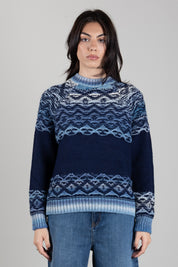 Manila Grace Maglia con Lavorazione Norvegese M455AT EVENING BLUE :AI26