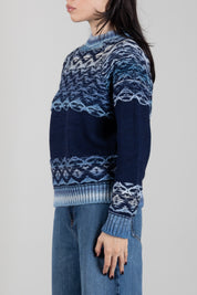 Manila Grace Maglia con Lavorazione Norvegese M455AT EVENING BLUE :AI26