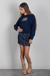 Elisabetta Franchi Bambina Maglia con Logo Gioiello e Borchie Dorate EFMA207CFL151.4062