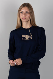 Elisabetta Franchi Bambina Maglia con Logo Gioiello e Borchie Dorate EFMA207CFL151.4062