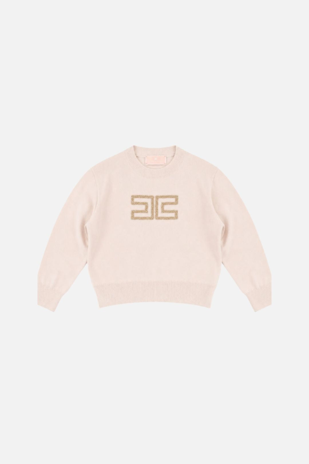 Elisabetta Franchi Bambina Maglia con Logo Gioiello e Borchie Dorate EFMA207CFL151.C063