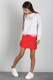 Elisabetta Franchi Bambina Maglia con Logo Gioiello e Borchie Dorate EFMA207CFL151.C063