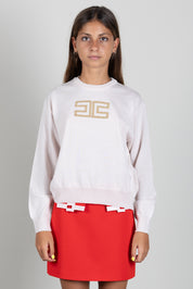 Elisabetta Franchi Bambina Maglia con Logo Gioiello e Borchie Dorate EFMA207CFL151.C063