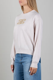 Elisabetta Franchi Bambina Maglia con Logo Gioiello e Borchie Dorate EFMA207CFL151.C063