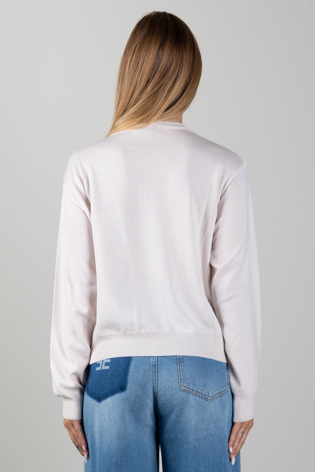 Elisabetta Franchi Bambina Maglia con Logo Gioiello e Borchie Dorate EFMA207CFL151.C063