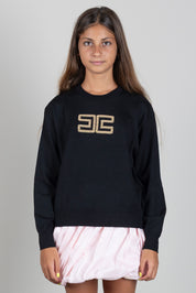 Elisabetta Franchi Bambina Maglia con Logo Gioiello e Borchie Dorate EFMA207CFL151.N000