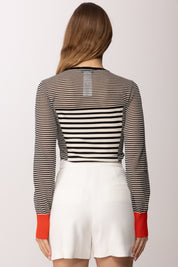 Elisabetta Franchi Maglia con Mix Di Righe MK64T61E2 NERO/BURRO/LACCA