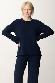 Akep Maglia con Motivo In Punto Treccia MGKD07037 BLU