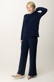 Akep Maglia con Motivo In Punto Treccia MGKD07037 BLU