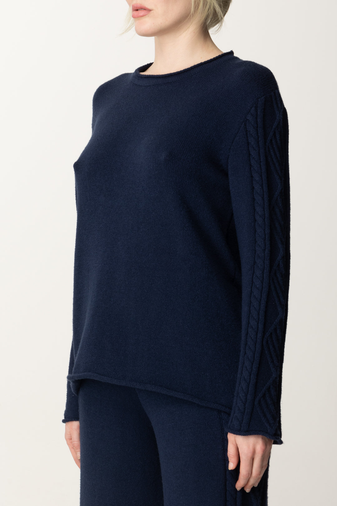 Akep Maglia con Motivo In Punto Treccia MGKD07037 BLU