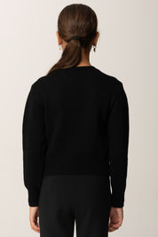 Elisabetta Franchi Bambina Maglia con Ricamo Maxi Paillettes e Logo EFMA183CFL230 NERO