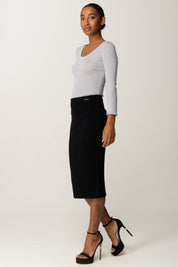 Elisabetta Franchi Maglia con Stampa Lettering Sul Retro MK41B57E2 STARLIGHT MELANGE