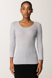 Elisabetta Franchi Maglia con Stampa Lettering Sul Retro MK41B57E2 STARLIGHT MELANGE