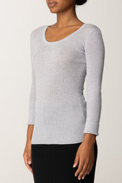 Elisabetta Franchi Maglia con Stampa Lettering Sul Retro MK41B57E2 STARLIGHT MELANGE